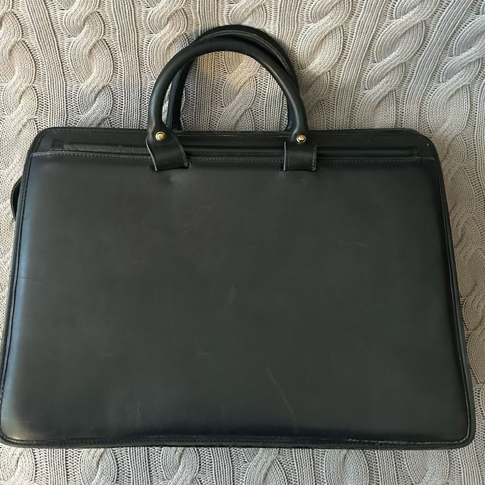 Black Structured Briefcase with Textured Finish